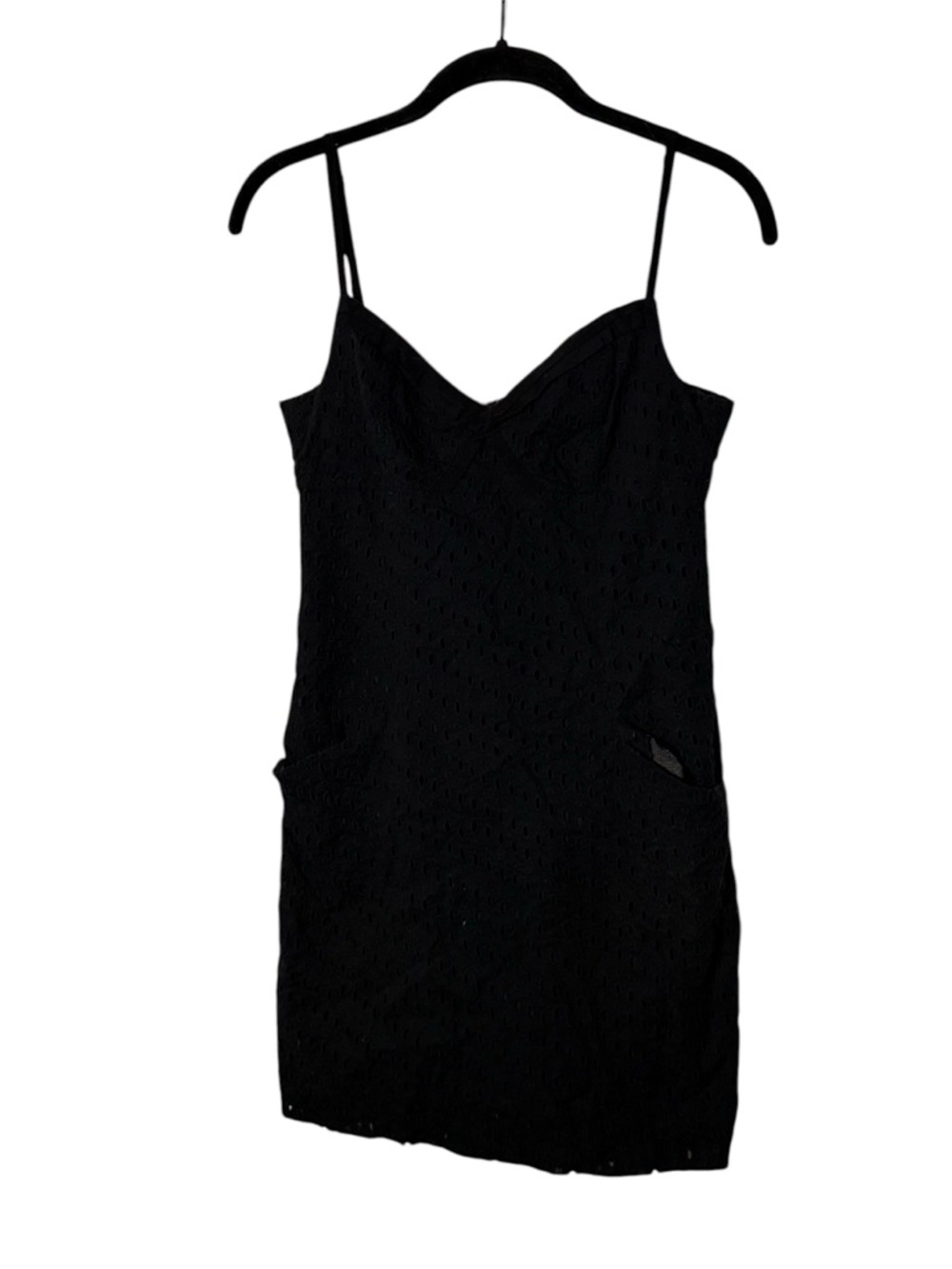 Tahari Size 6 Black Sleeveless Eyelet Dress